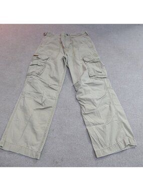 Polo Jeans Ralph Lauren Pants 30 Beige Cargo Ripstop Side Adjusters Y2K